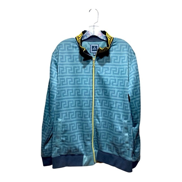 Mens CR-24 Burdo Comatose Greek Ket Print Athletic Zip Front Jackey - Picture 1 of 4